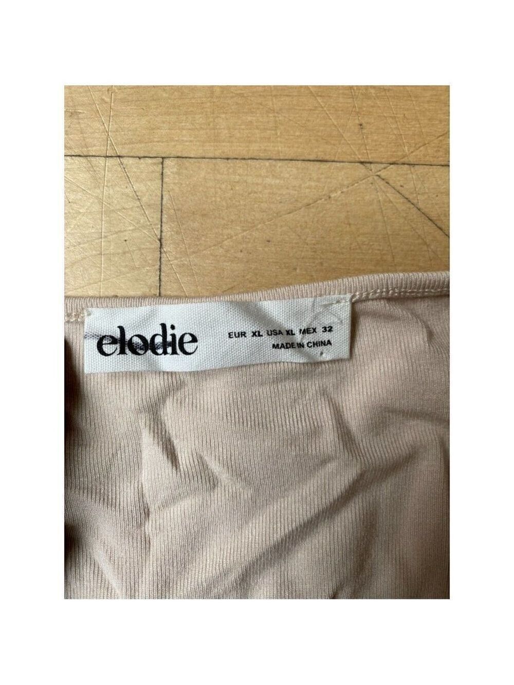 Elodie BNWOT womens beige long sleeve top sz XLarge side ruched tie up - Picture 5 of 6